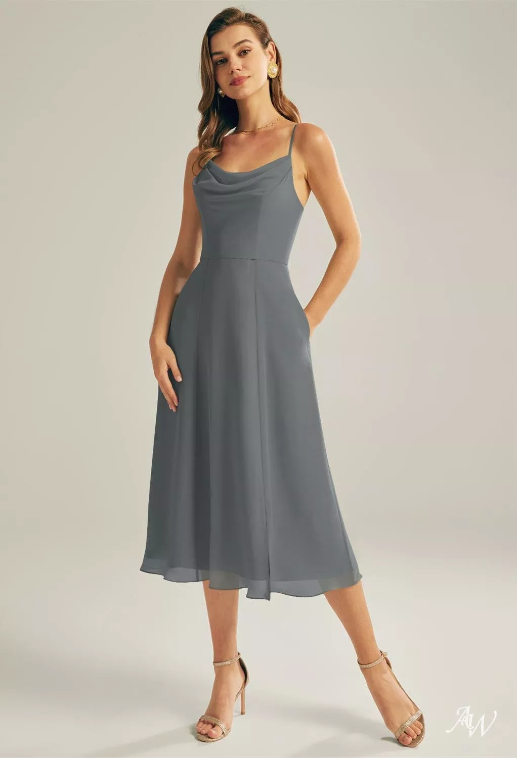 grey tea length bridesmaid dresses Grey Satin A Line High Low Short Bridesmaid Dress PB162