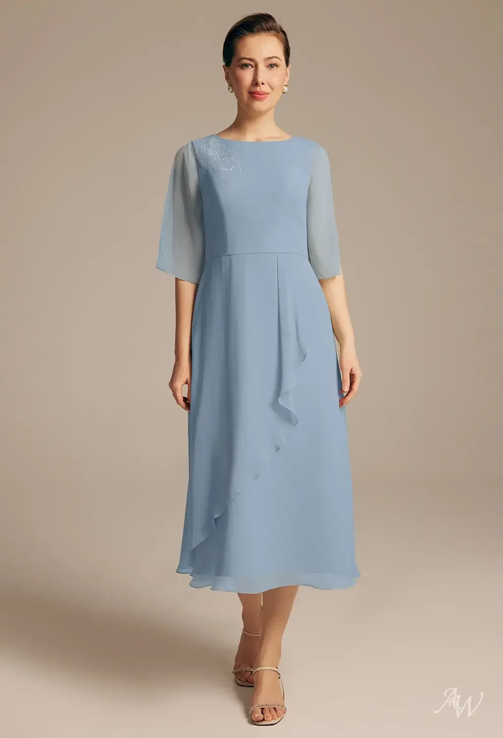tea length dusty blue mother of the bride dresses 50er Hourglass swing dress in navy blue main image 1