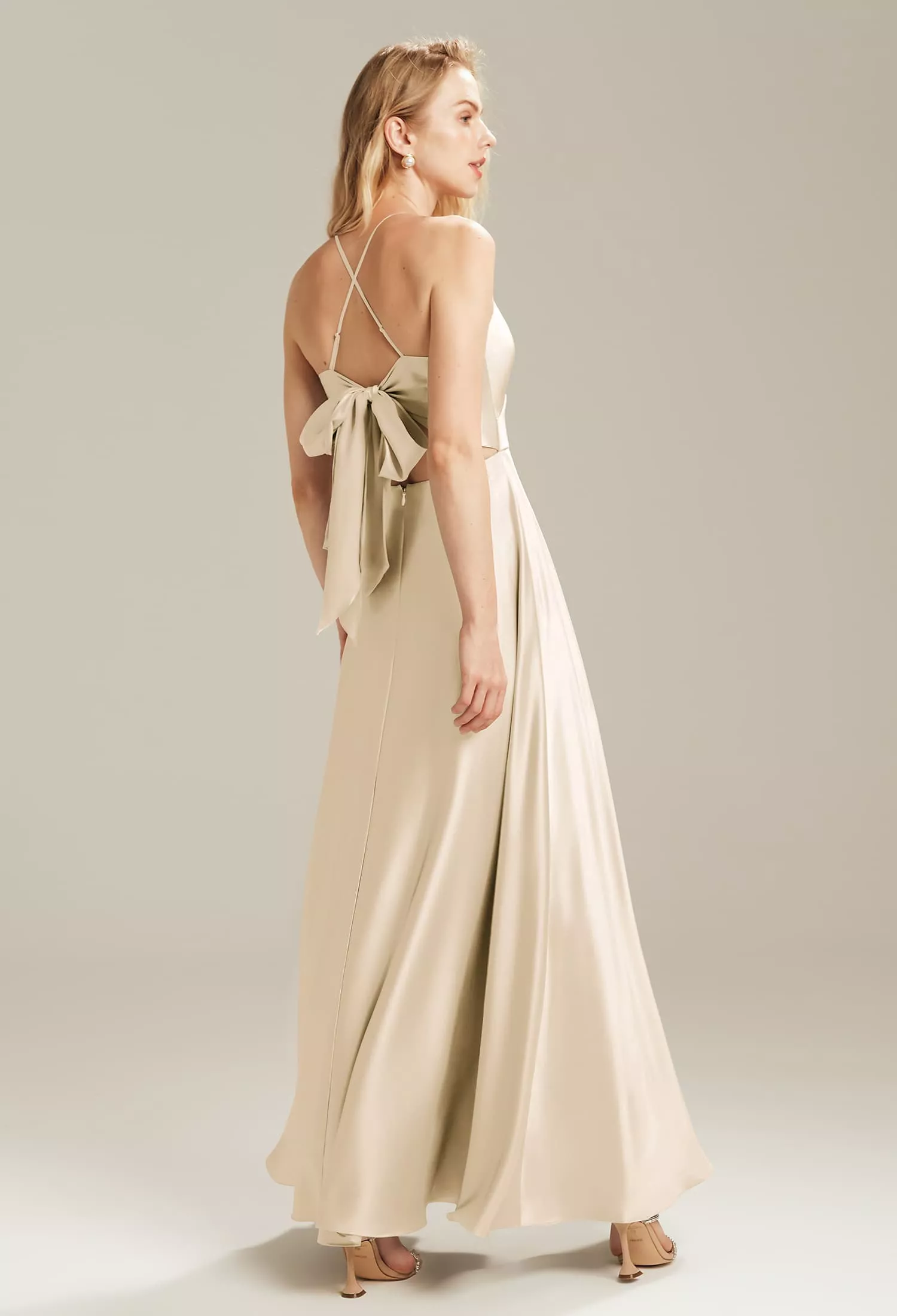 maternity bridesmaid dress champagne Destination Lace Dress with Empire Waist main image 0