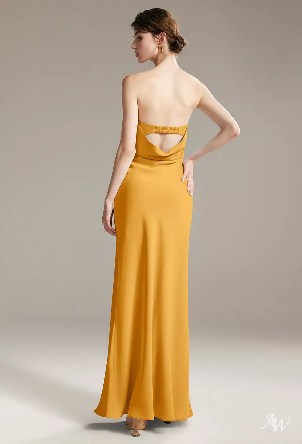 AW.Bridal Mermaid Straight Neckline Floor Length Sleeveless Satin Backless Long Bridesmaid Dresses Dress Mango Size 6