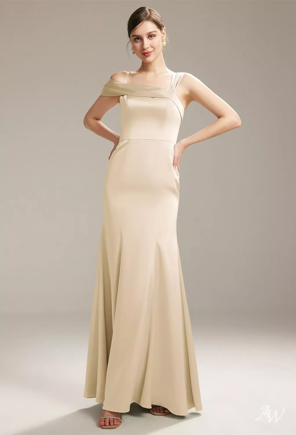 white christmas dresses One shoulder gown with tie main image 1