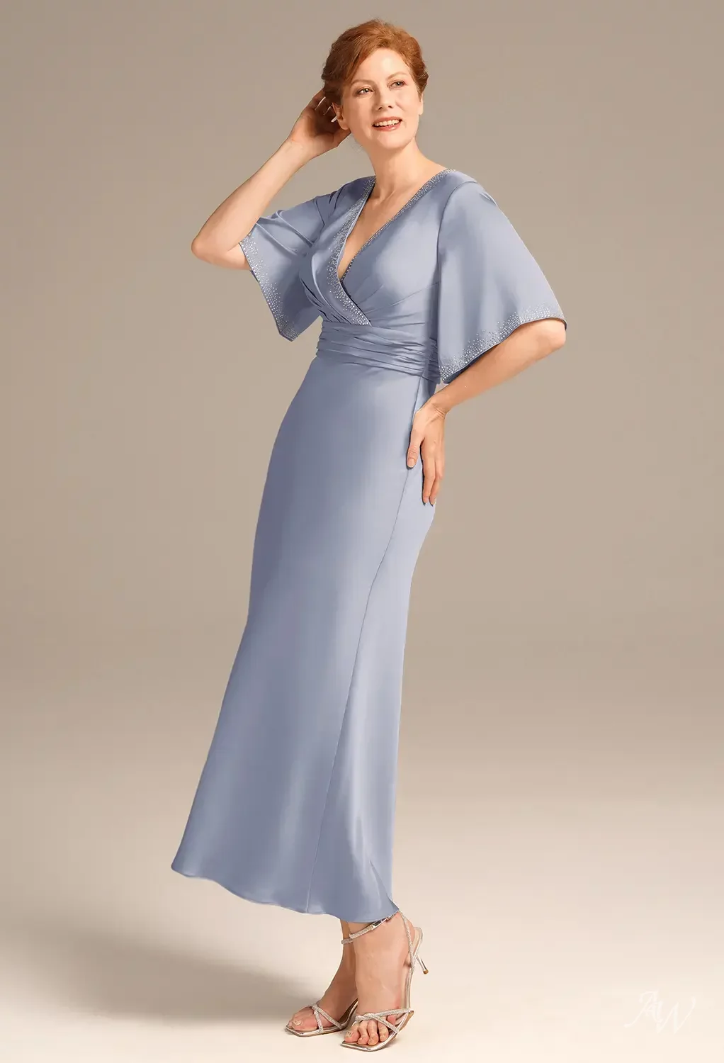 dusty blue mother of the bride dresses tea length 2026 Mother of The Groom Dresses Steel Blue Elegant Women's Lace Tulle Half Sleeves Tea-Length Wedding Party Formal Evening Gowns, Royal Blue main image 1