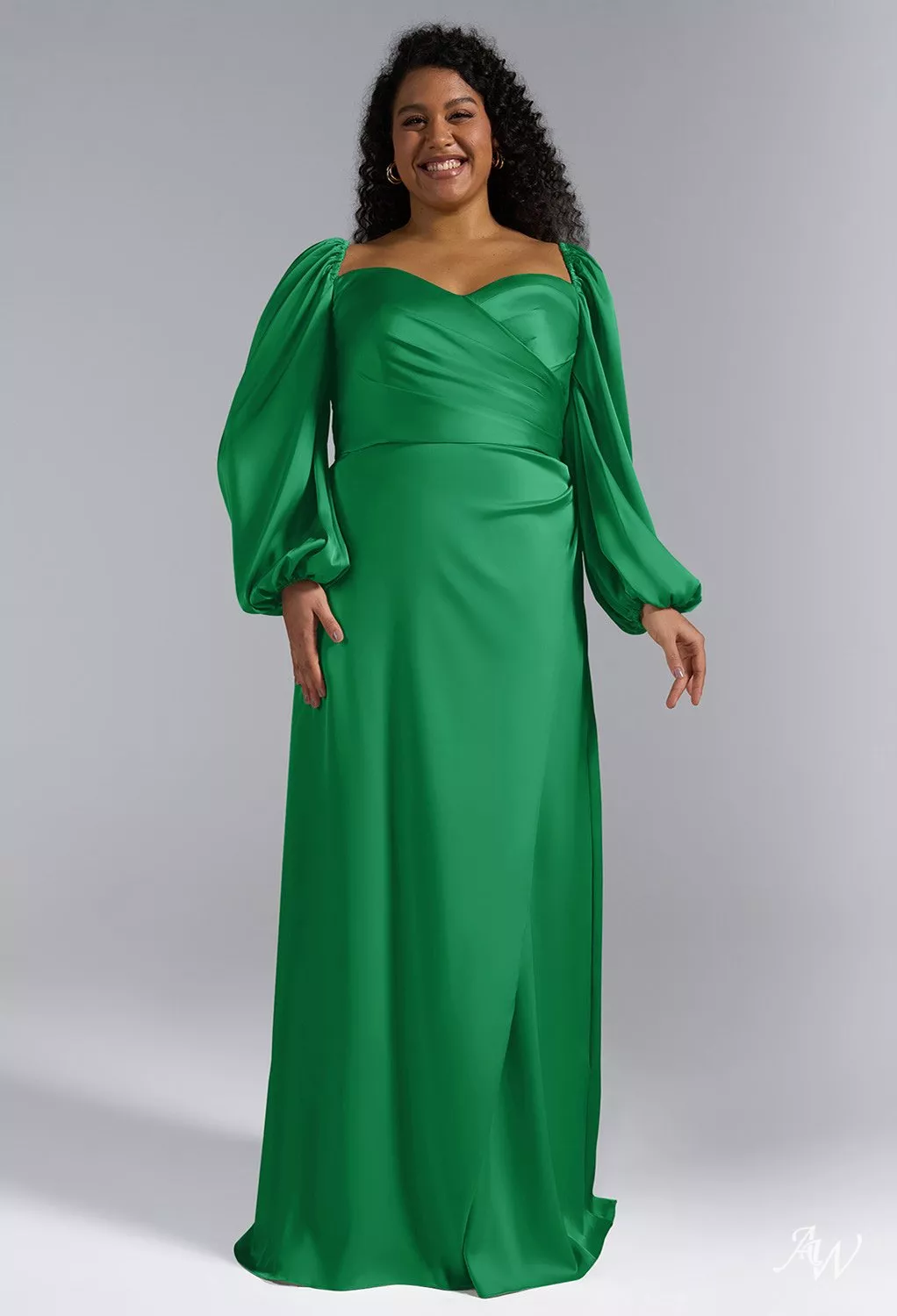 green satin plus size dress Women Green Satin Plus Size Wrap Dress main image 0