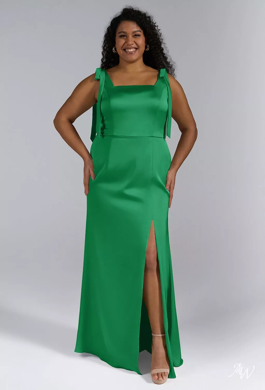 green emerald velvet dress Twist-Front Long Plus-Size Prom Dress 7497C Hunter Green / 16