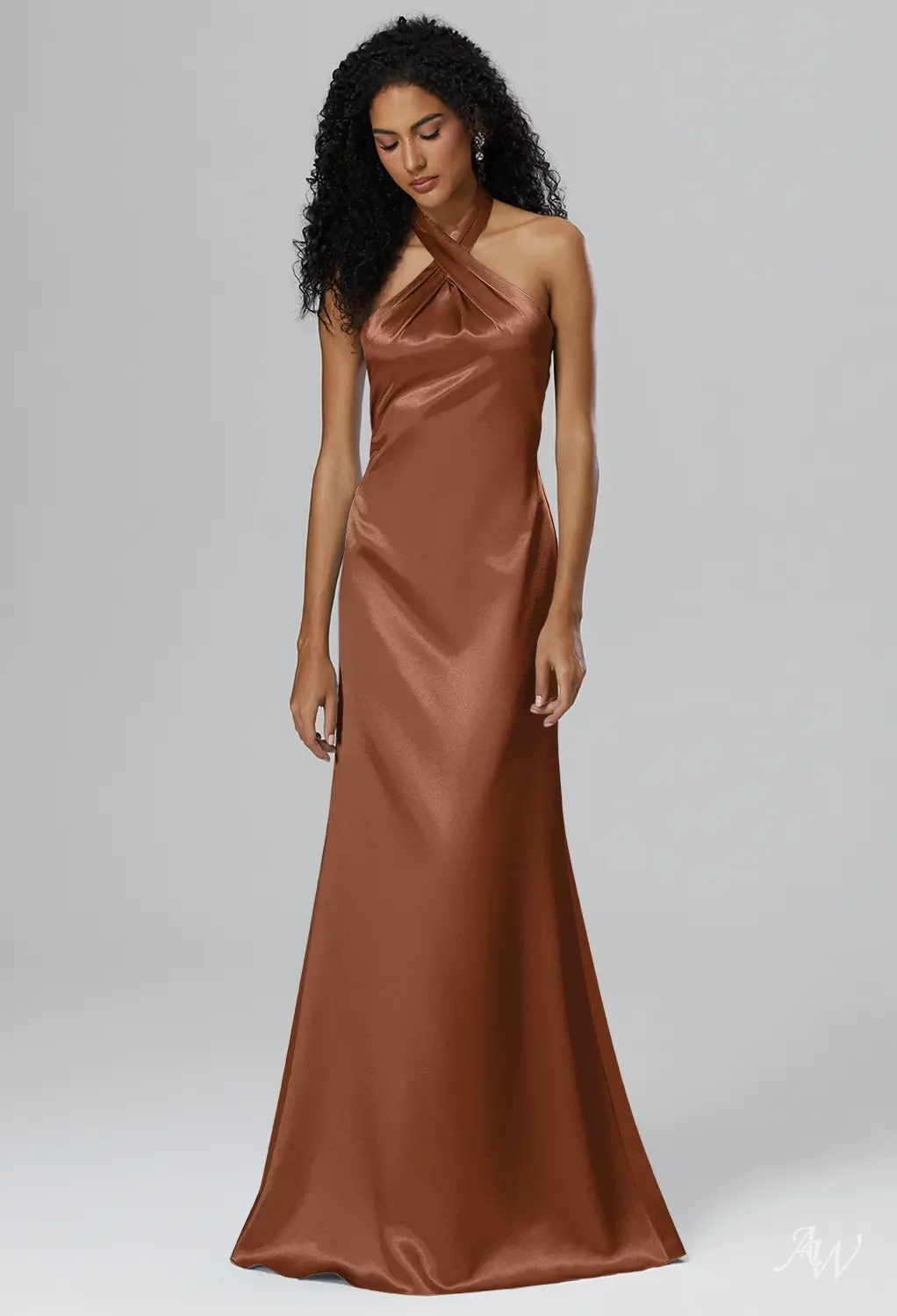 blue dress for baby girl Taupe Satin V-Neck Bridesmaid Dress Mermaid Floor-Length