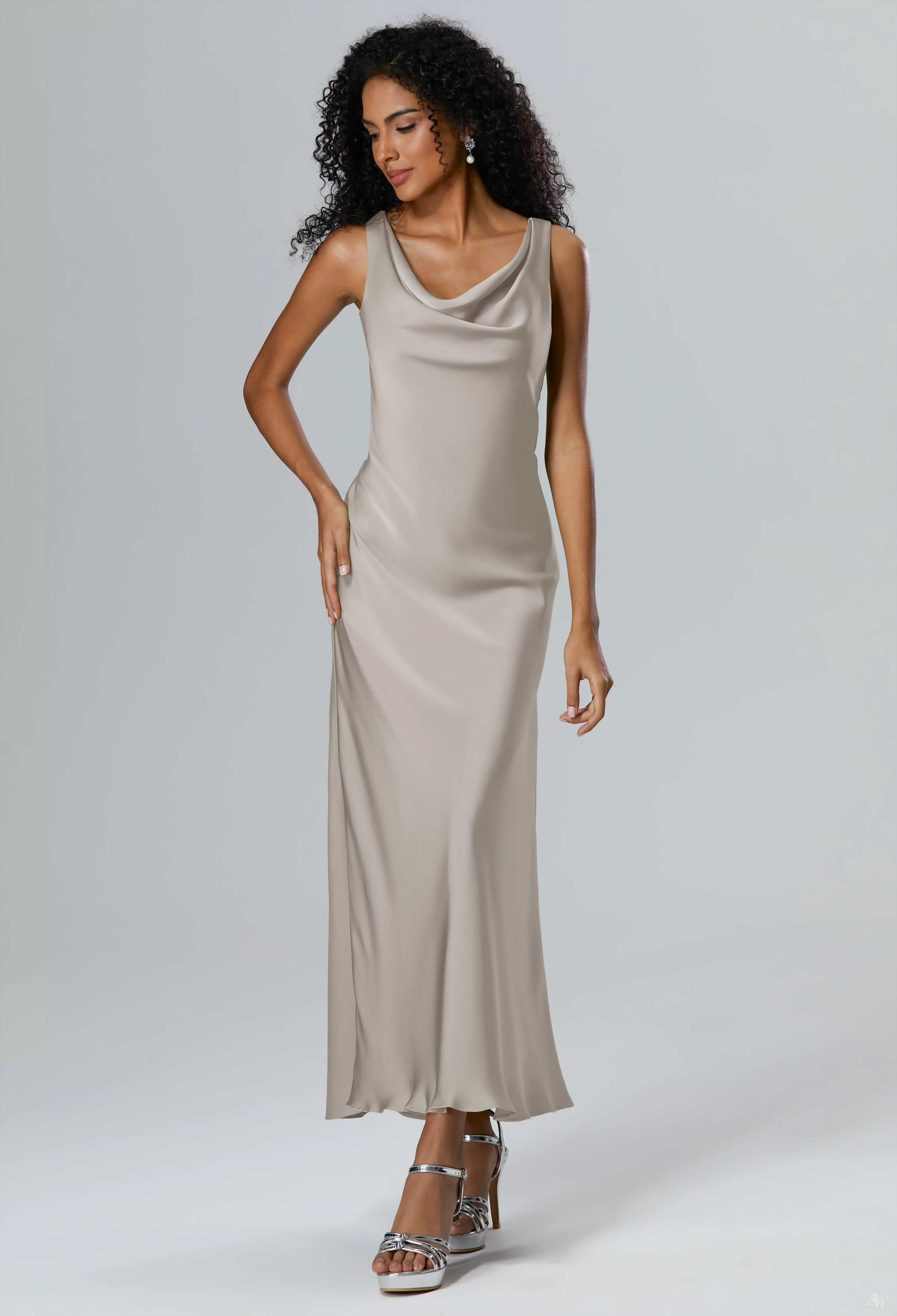 mushroom bridesmaid dresses BABARONI V-neck Spaghetti Straps Bridesmaid Dress With Slit Dusty Rose, Dusty Rose / US0 main image 0