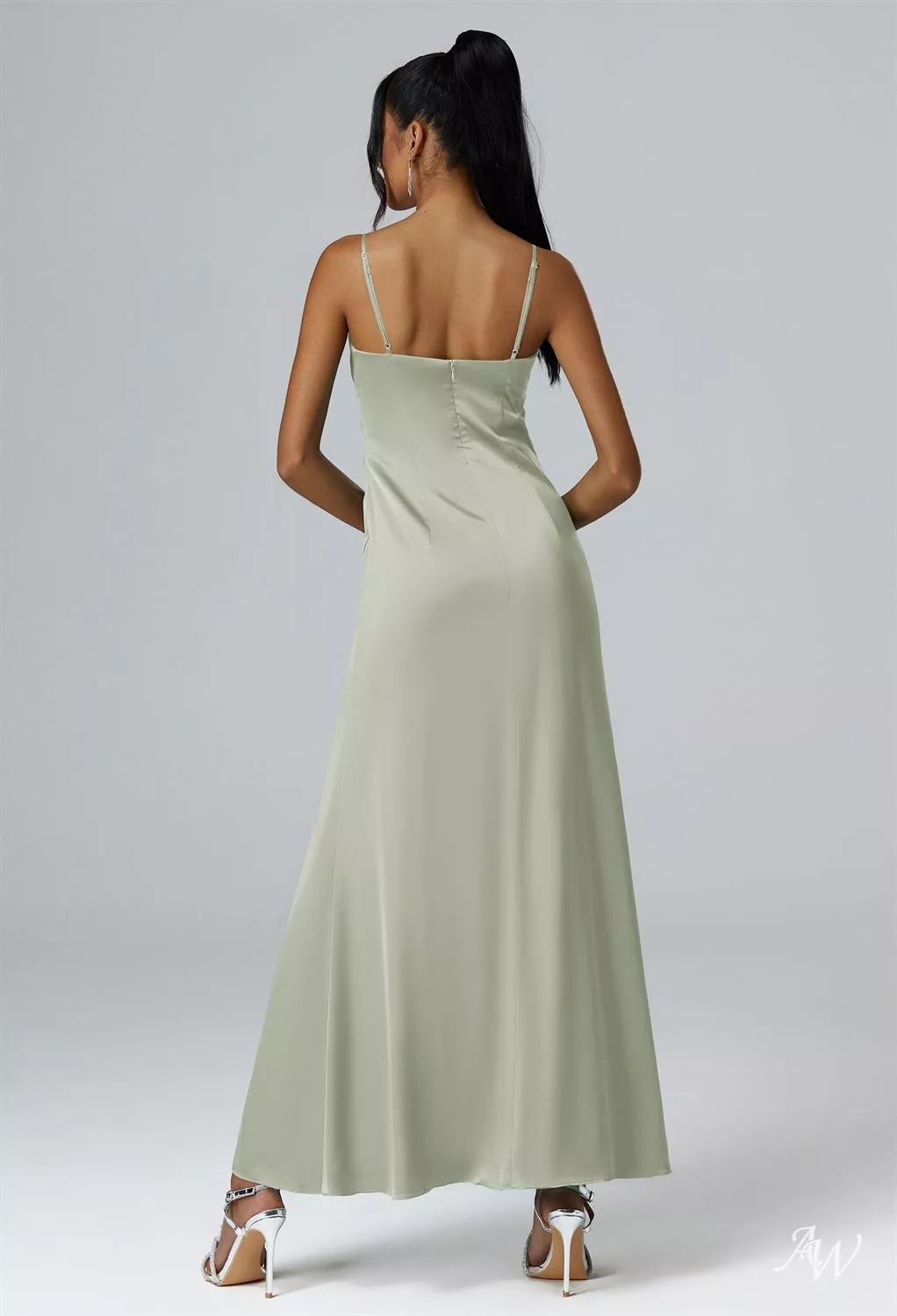 green emerald velvet dress Halter Sage Sleeveless Ankle Length Wedding Guest Dress, Sage / M