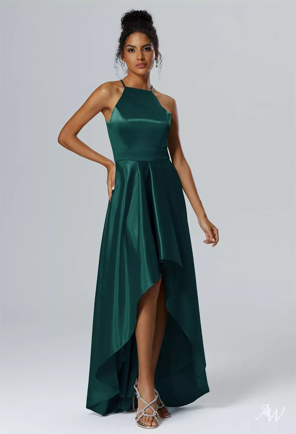 slim fit dress slacks Hunter Green Floral Print Halter Short Dress main image 0