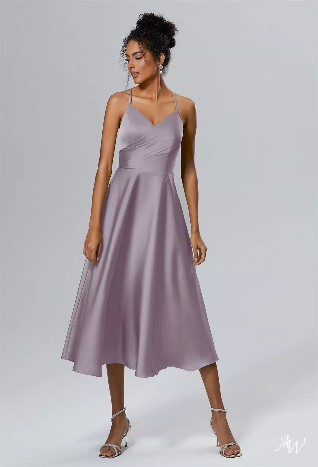 purple tea length bridesmaid dresses Burgundy Lace A-line V-neckline Tea Length Short Bridesmaid Dresses, MBD201
