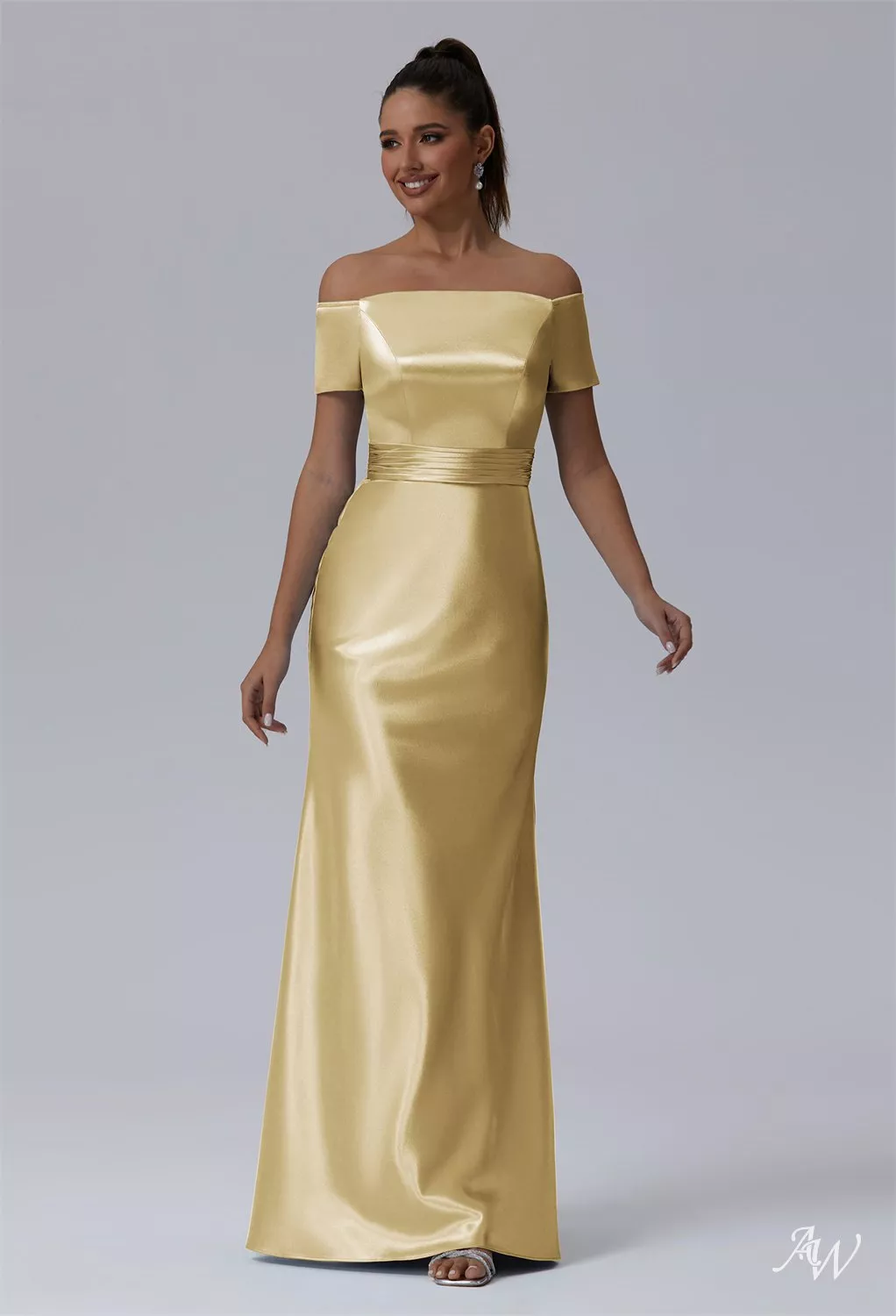 slim fit dress slacks Gold Long Mismatched Fall Bridesmaid Dresses