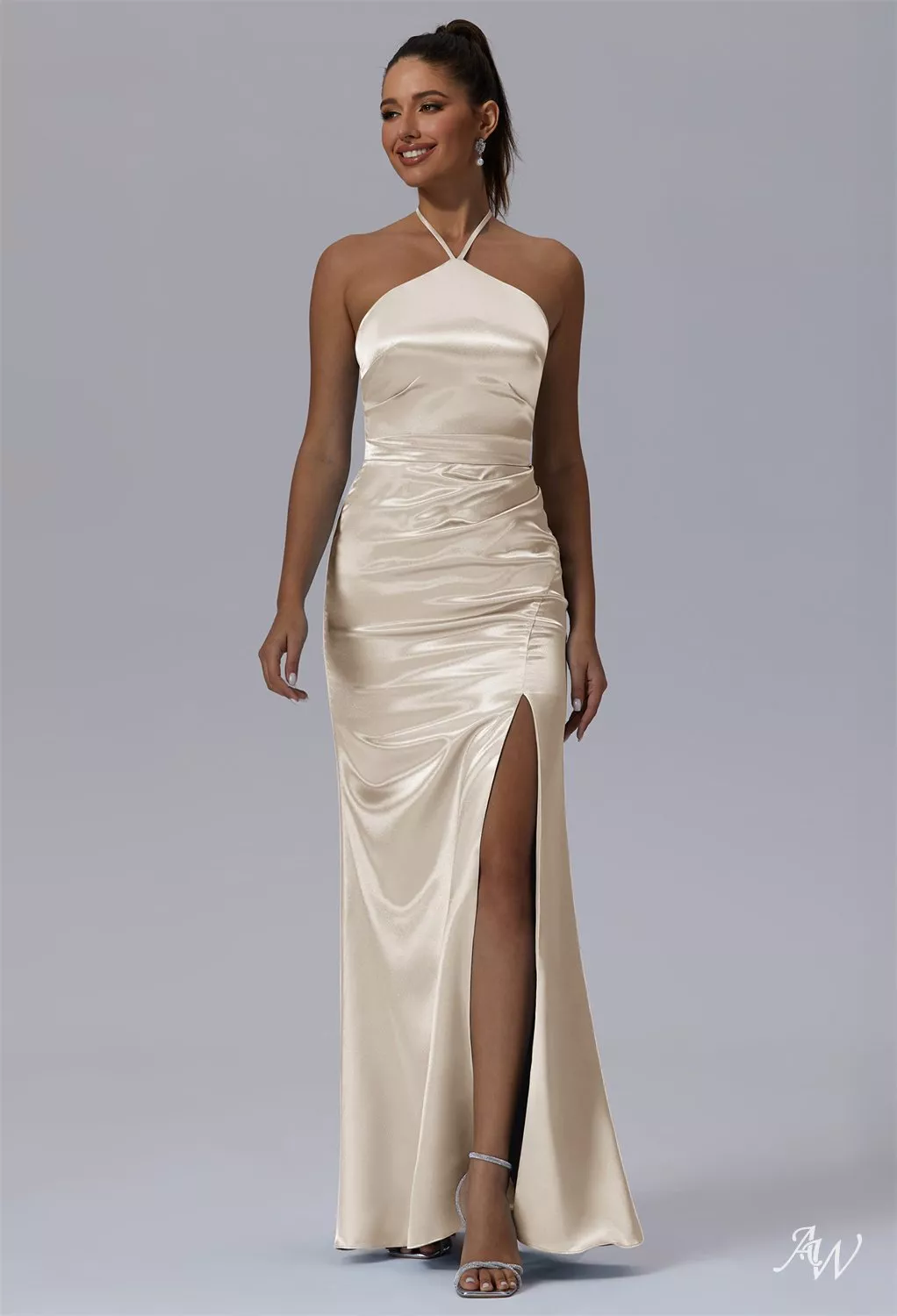 sachin and babi light blue dress Champagne Halter Midi Dress main image 1