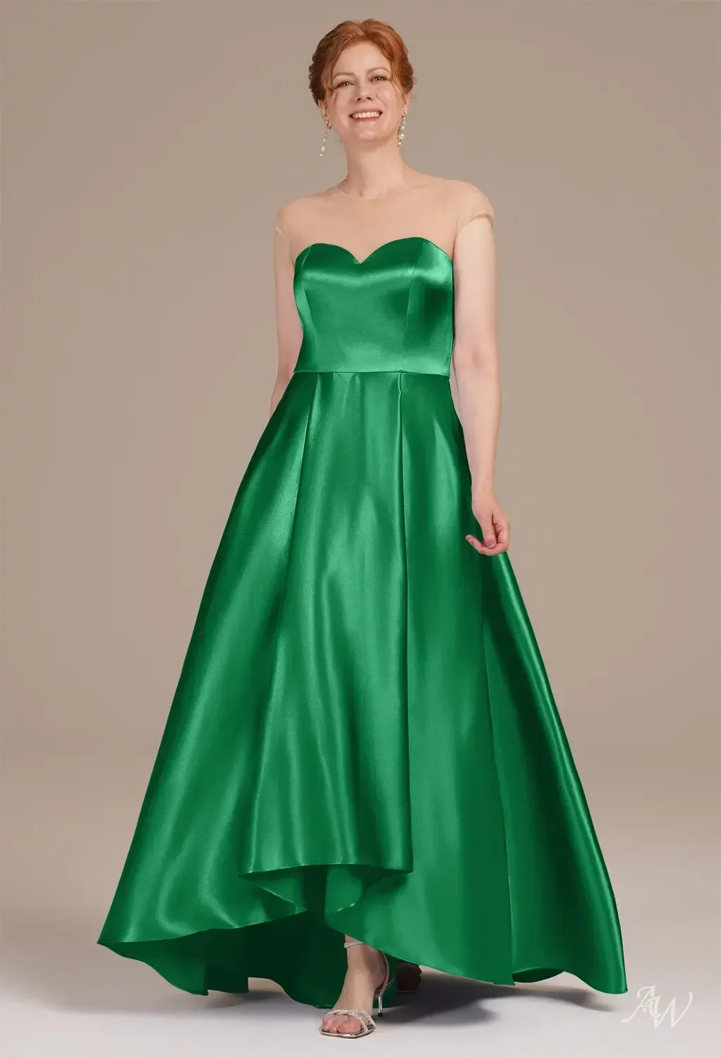 green emerald velvet dress Wedtrend Woman Elegant Dark Green Mother of The Bride Dress with Lace Appliques A Line Boat Neck Chiffon Long Formal Dress, Dark Green / US26W main image 0