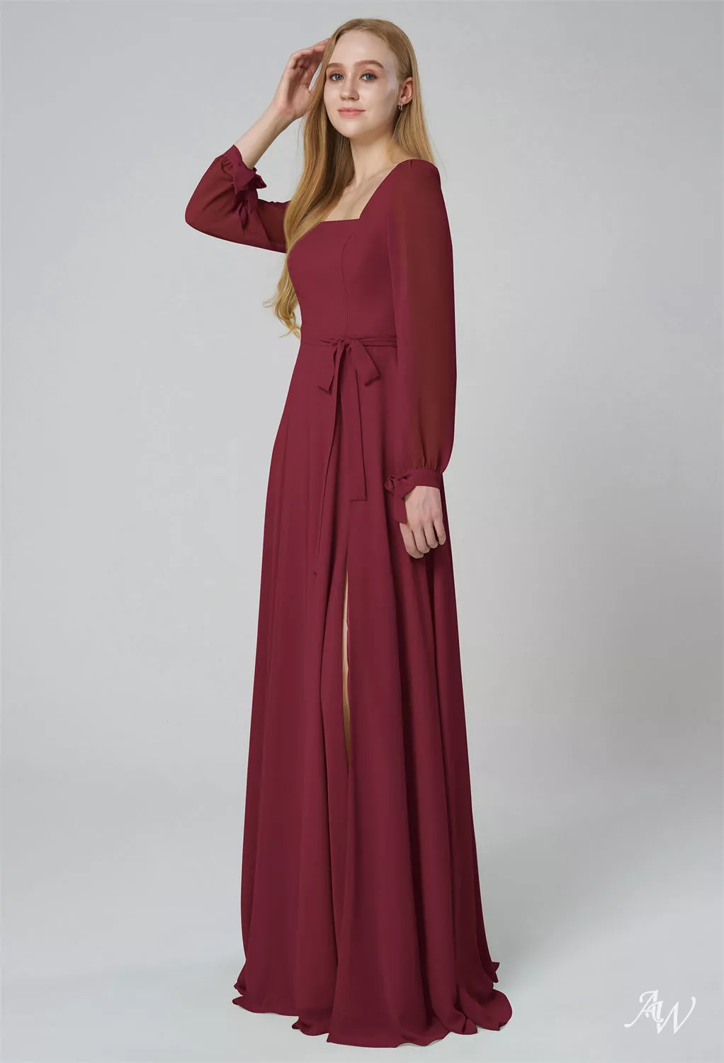 princess polly baby blue dress Burgundy Knee Length Long Sleeves Chiffon Wedding Guest Dress – Rebecca's  of Clinton