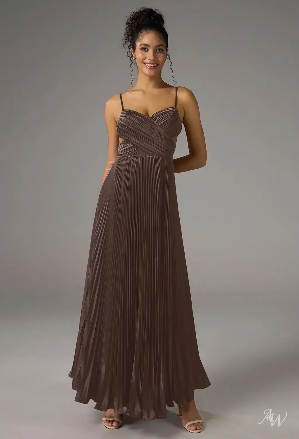 brown ankle length dress Ordinia Gown in Mila Leopard Brown main image 1