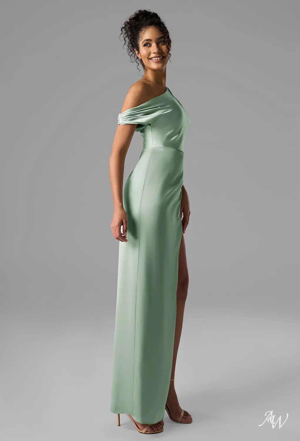 simple blue formal dress Straps Navy Blue Satin Prom Dress with Side Split JTA7111 main image 1