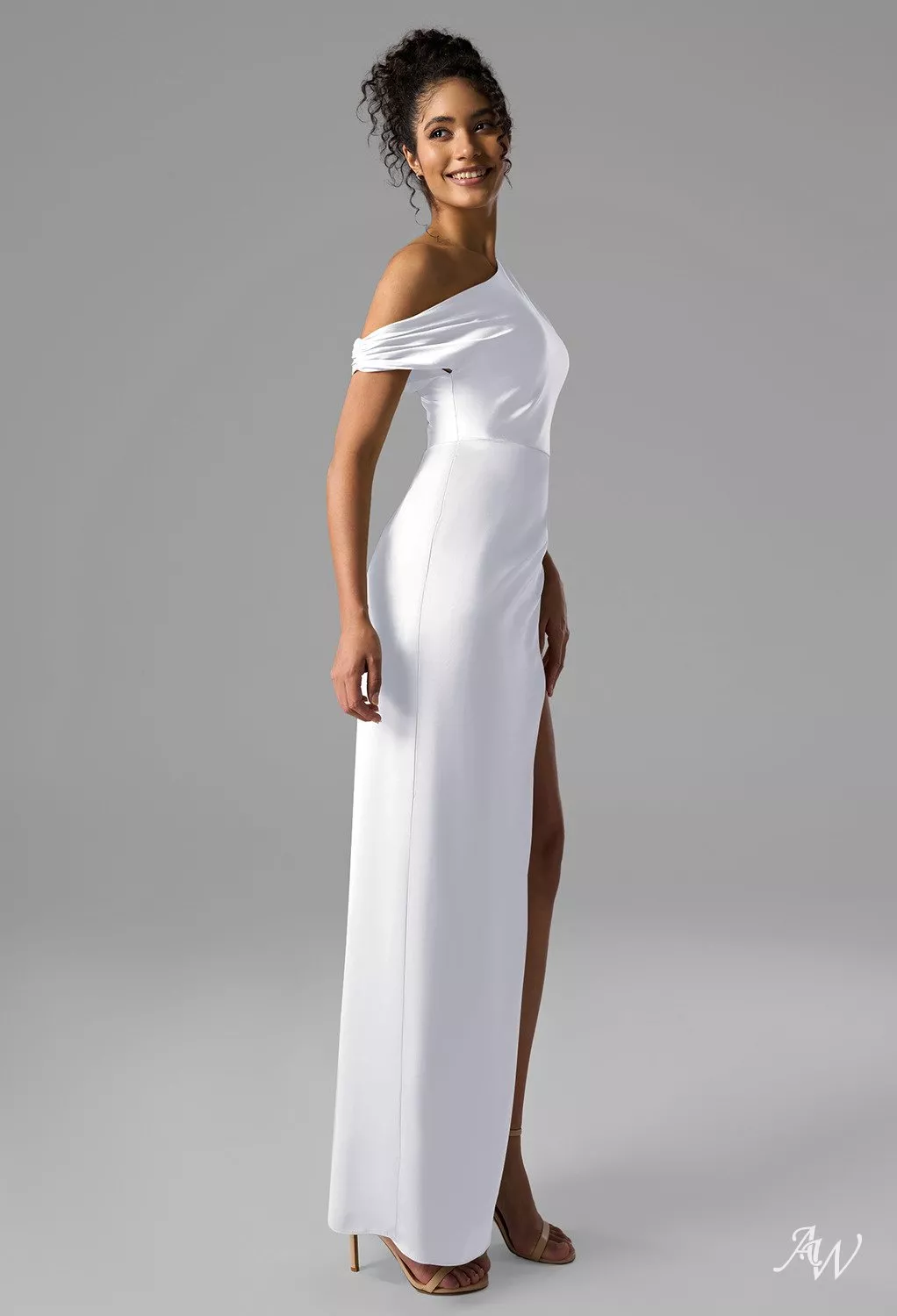 simple blue formal dress BABARONI Stretch Satin Sky Blue Prom Dresses Sheath/Column One Shoulder  Floor-length Sleeveless – BABARONI UK