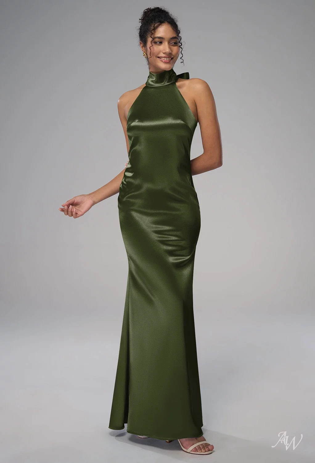 green emerald velvet dress Long Olive Green Formal Satin prom Dresses For Bridesmaids cg23118