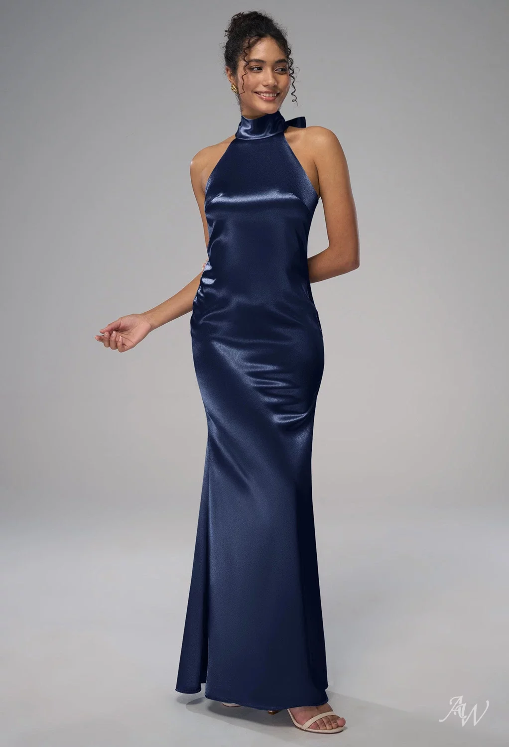 navy and silver bridesmaid dresses Envious Couture BM196 Size 8 Navy Long Bridesmaid Dress Prom A Line Chiffon Sequins main image 0