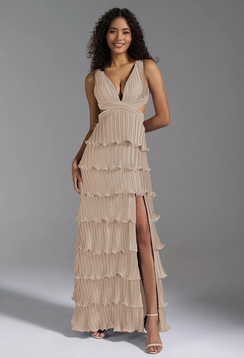 Neutral, Ruffles Dresses for Special Occasions| AW.Bridal
