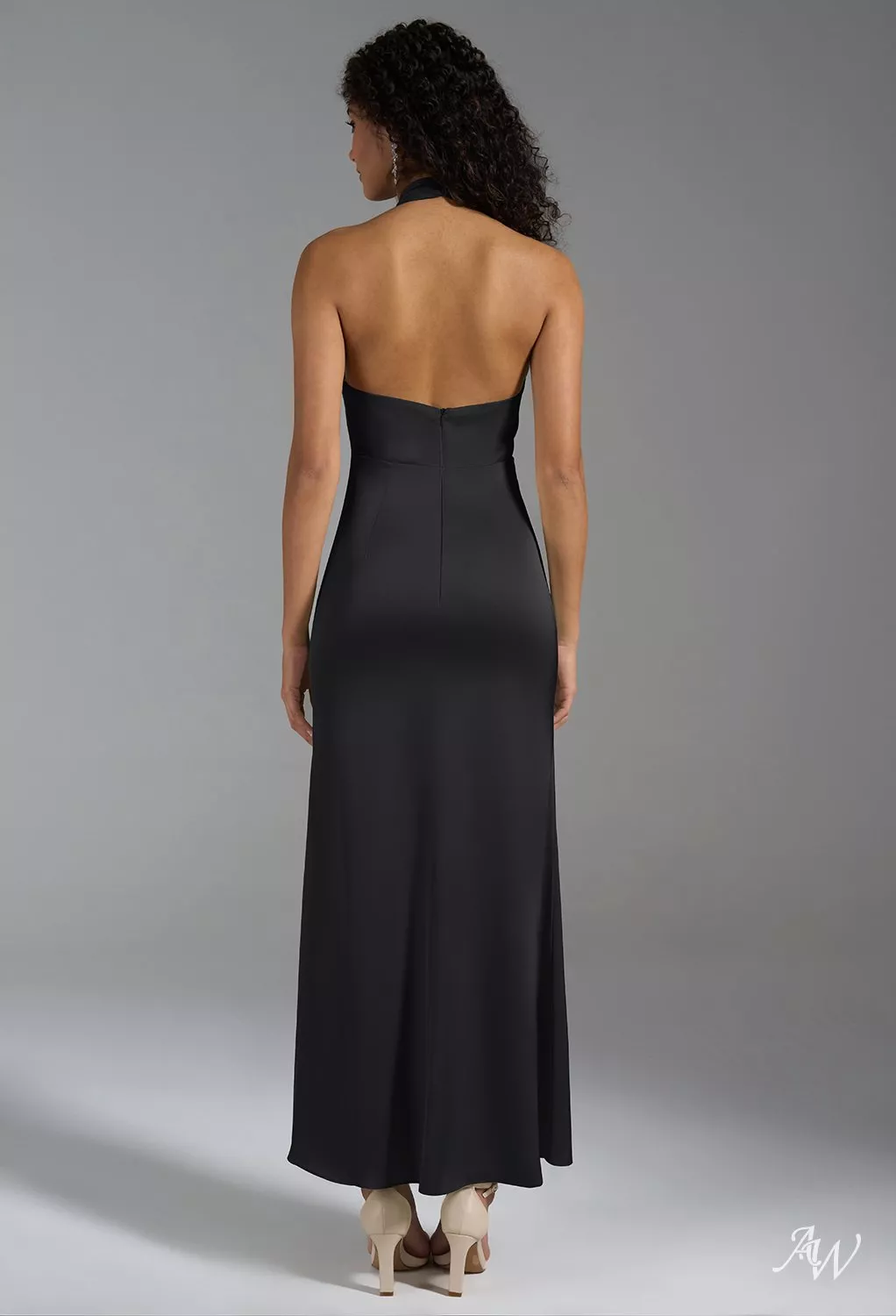 huda black dress Huda Crepe Long Dress In Black – Rhea Costa main image 0