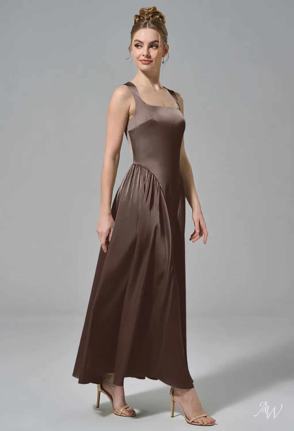 brown tea length bridesmaid dresses Satin Bridesmaid Dress Prom Dress Brown XXL Dillon Espresso by Grace Loves Lace