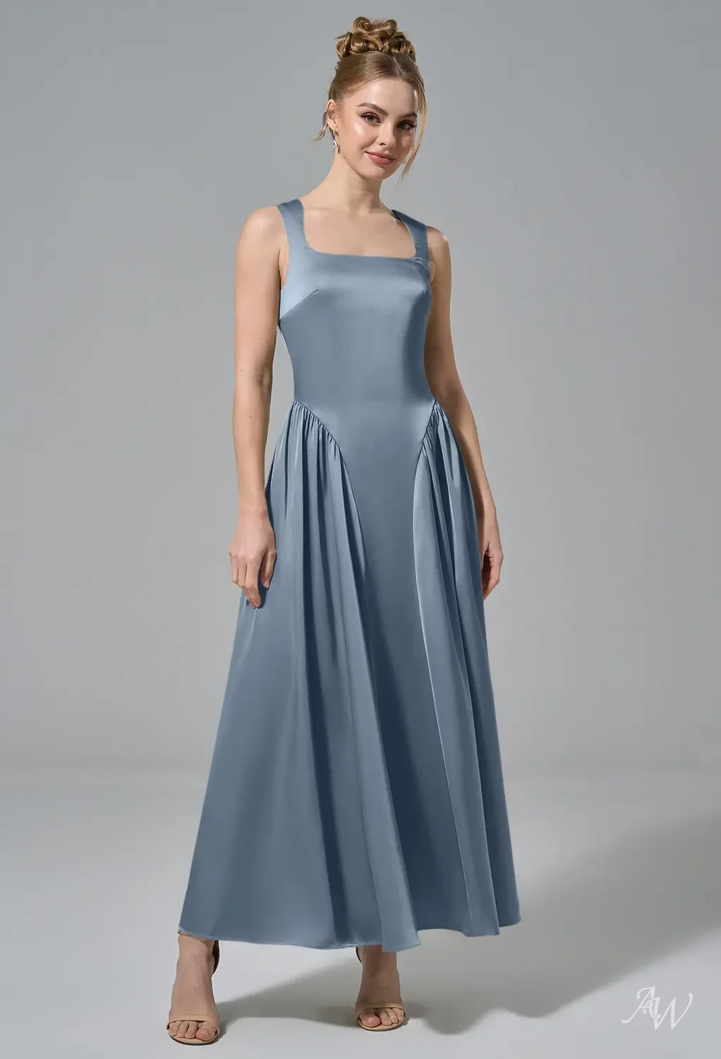 sachin and babi light blue dress Lafaba Women's White Shawl Collar Strapless Promise Engagement Evening Dress-  Trendyol main image 1
