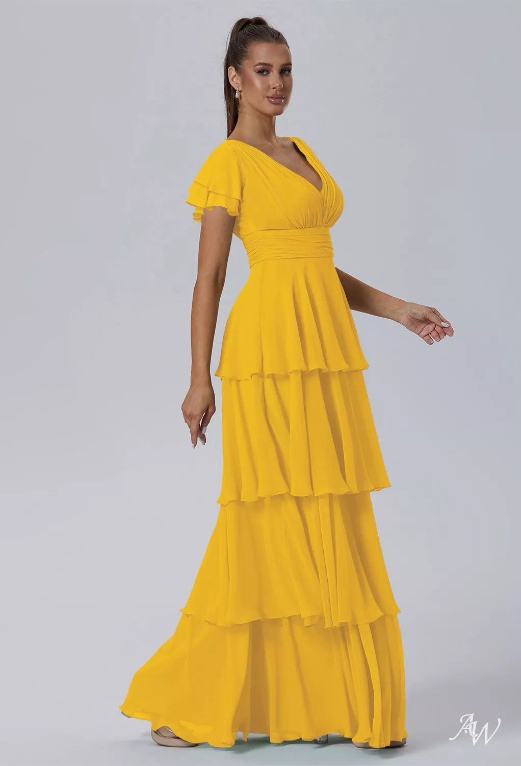 kimberly guilfoyle's sheer dress sparked criticism at a formal event Short Yellow Party Dress with Open Tie Back– PromGirl main image 1