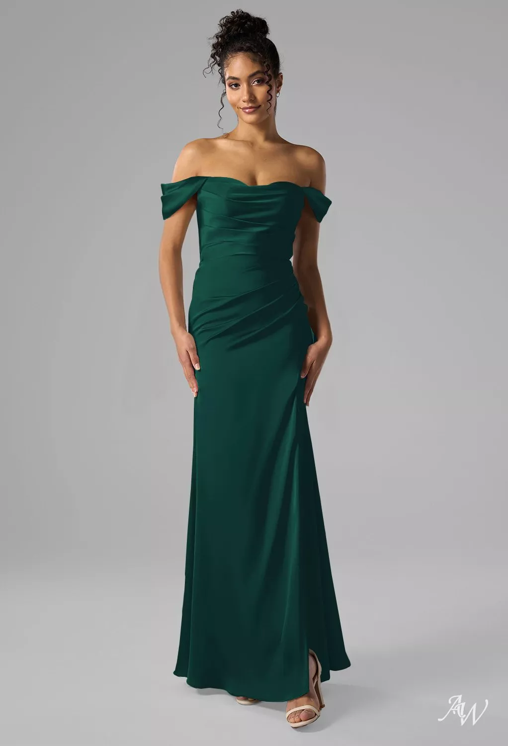 AW Nieve Dress, Mottled Moss Green Crystal Satin Satin Charmeuse Stretch  Satin Floor Length Sweetheart Neckline Bridesmaid Dresses | AW.Bridal