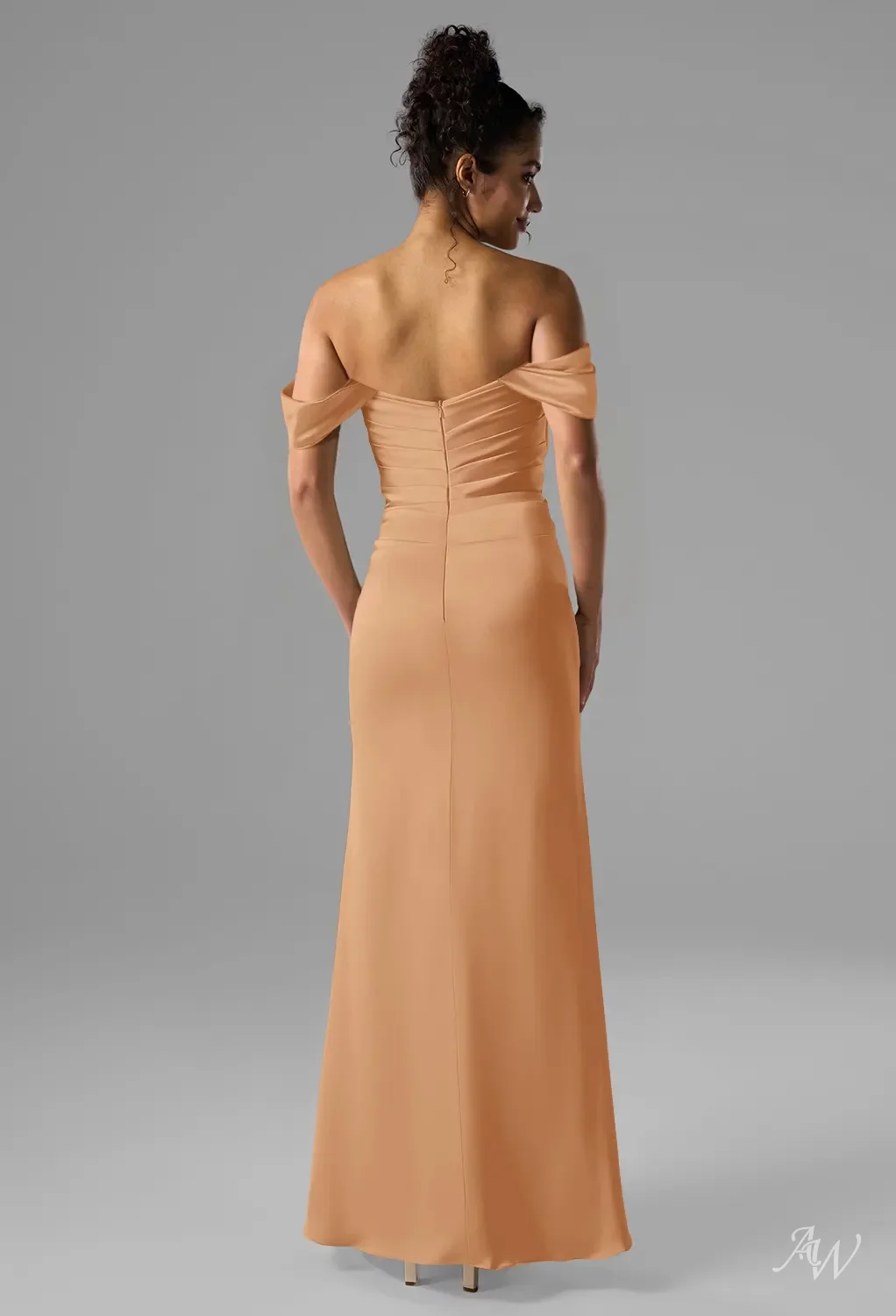 peach strapless bridesmaid dress Peach Chiffon Strapless Sheath Boho Wedding Bridesmad Dresses, AB4063 –  AlineBridal main image 0