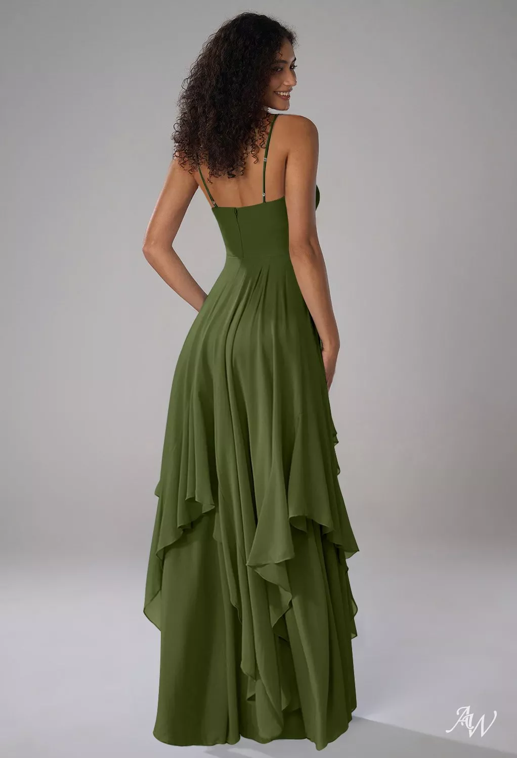 green emerald velvet dress BABARONI Strapless High Low Dress with Sequins Bodice-Olive Green Plus size, Olive Green / US18 main image 1