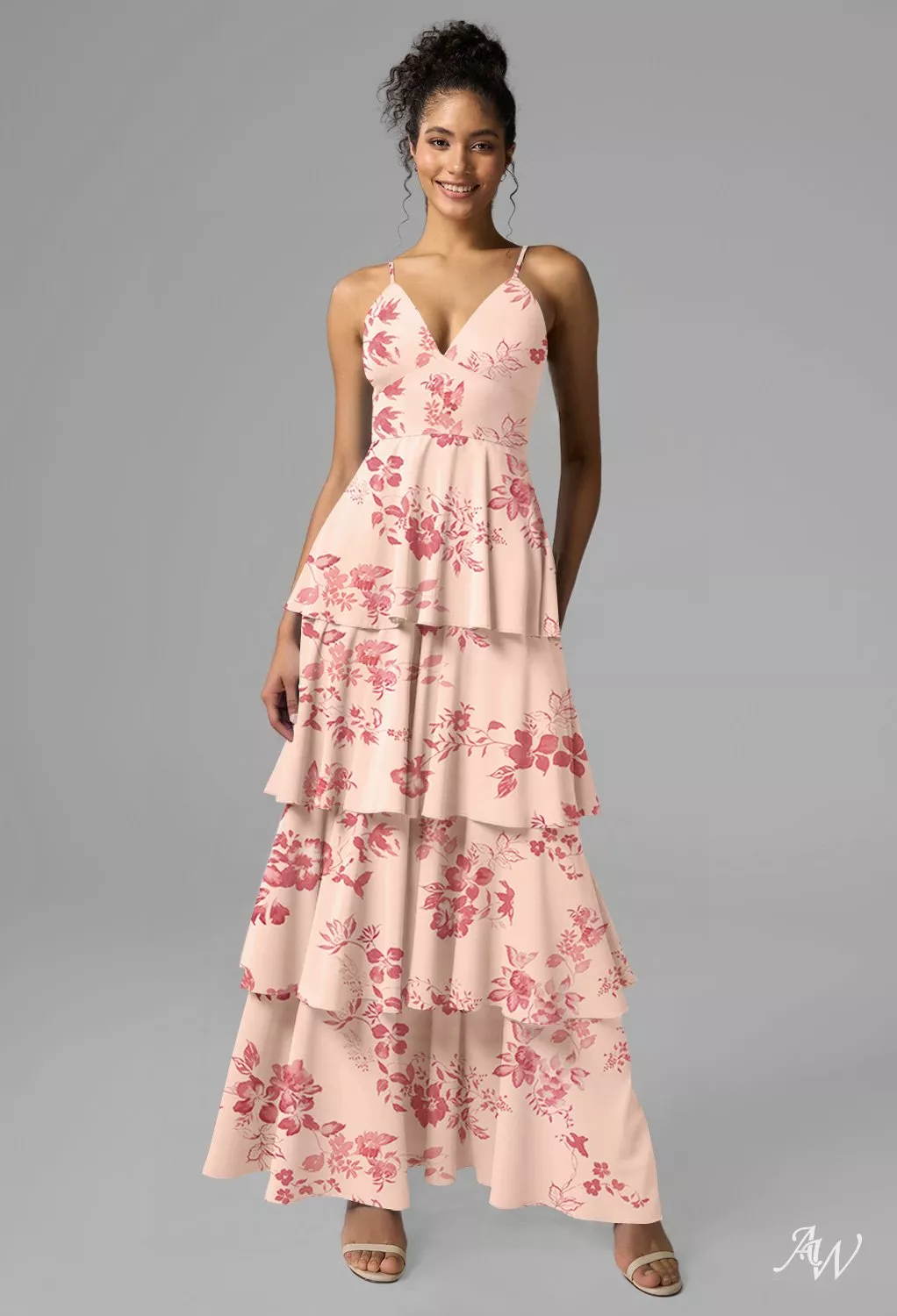 AW Lachlan Dress, Pearl Pink Satin Charmeuse Ankle Length V-Neck Bridesmaid  Dresses | AW.Bridal