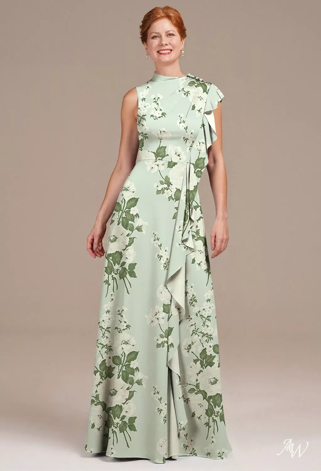 slim fit dress slacks Mother of The Bride Olive Green Dresses A Line V Neck 3/4 Illusion Sleeves Appliqued Chiffon Floor Length Mother of The Bride Dresses main image 0