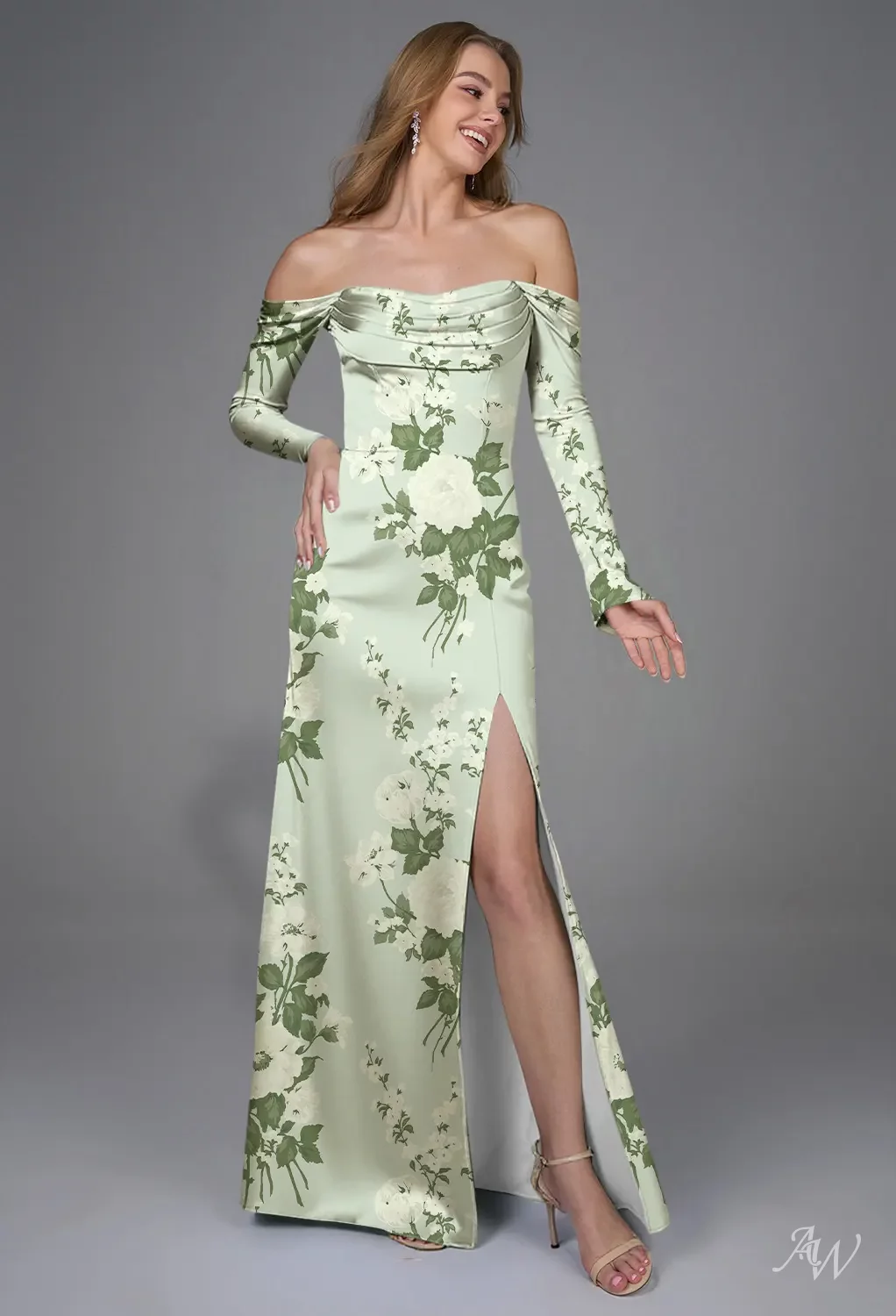 suzy shier green dress V-Neck Satin Gown | Dk Green | XS