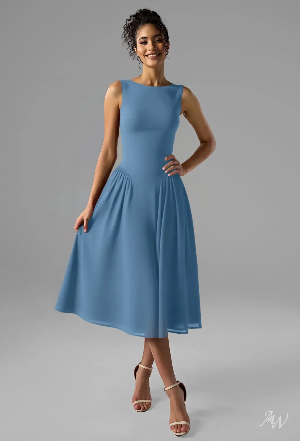 david's bridal off shoulder bridesmaid dress Halter Neck Light Blue Knee Length Fitted Short Bridesmaid Dresses main image 1