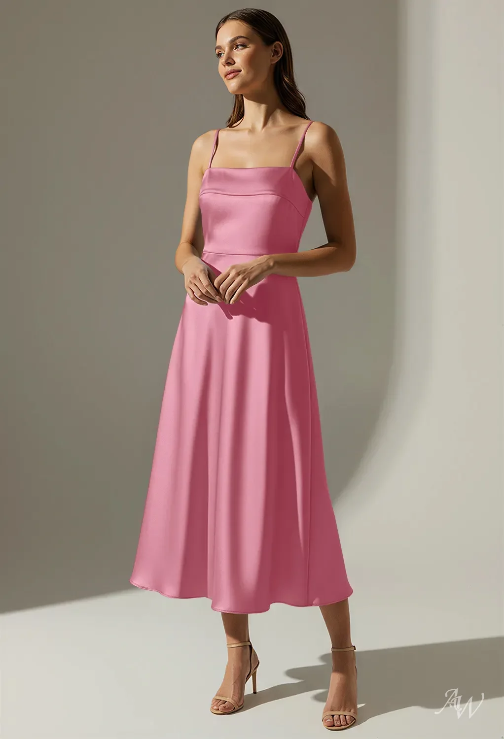 coral tea length bridesmaid dresses Flounced Halter Chiffon Coral Bridesmaid Dresses Knee Length –  loveangeldress main image 1