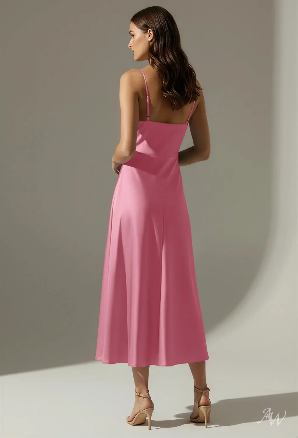 coral and blue bridesmaid dresses Simple A Line Coral Chiffon Long Bridesmaid Dresses, Bridal Party Dress,  MBD322