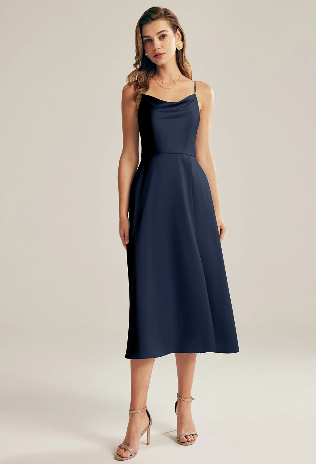 Azul Marino Oscuro Vestidos para Invitadas a Boda en la Playa | AW.Bridal, image size:1022x1500