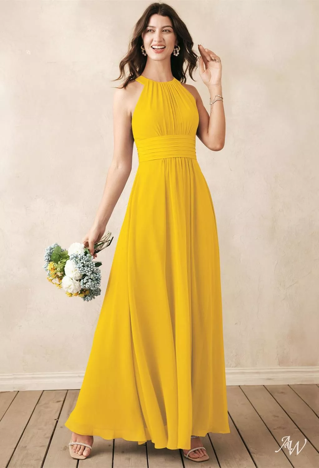 AW Dorian Amarillo Mostaza Vestidos de Dama de Honor | AW.Bridal, image size:1022x1500