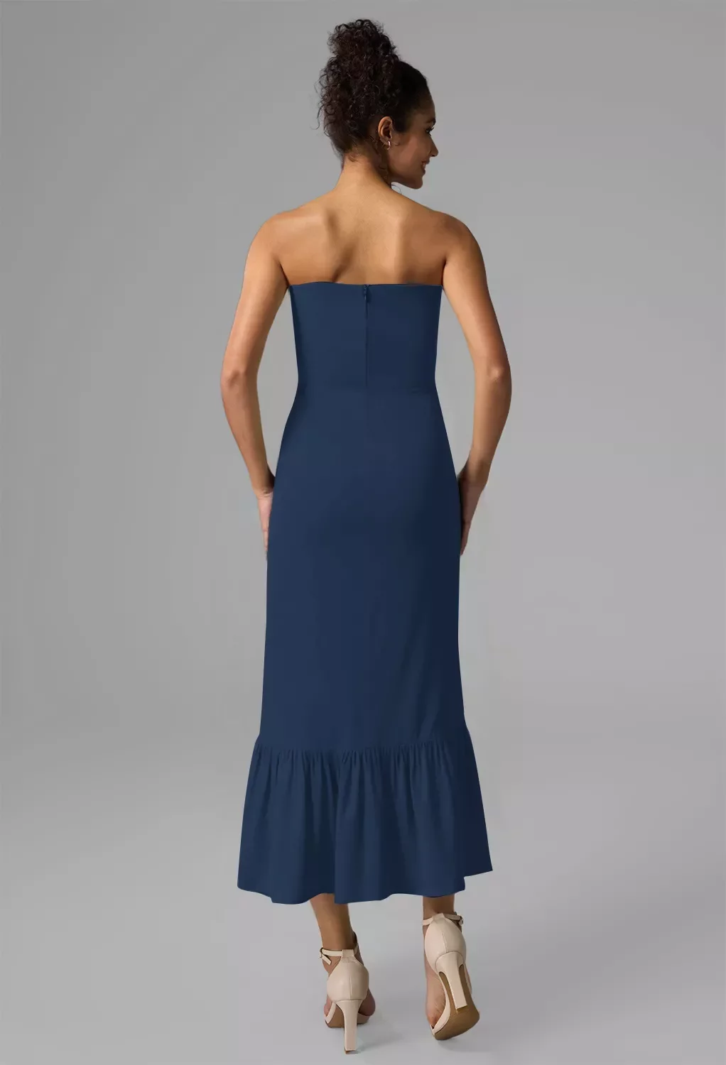 AW Kate Dress, Navy Chiffon Tea Length Straight Neckline Wedding Guest  Dresses | AW.Bridal Ireland