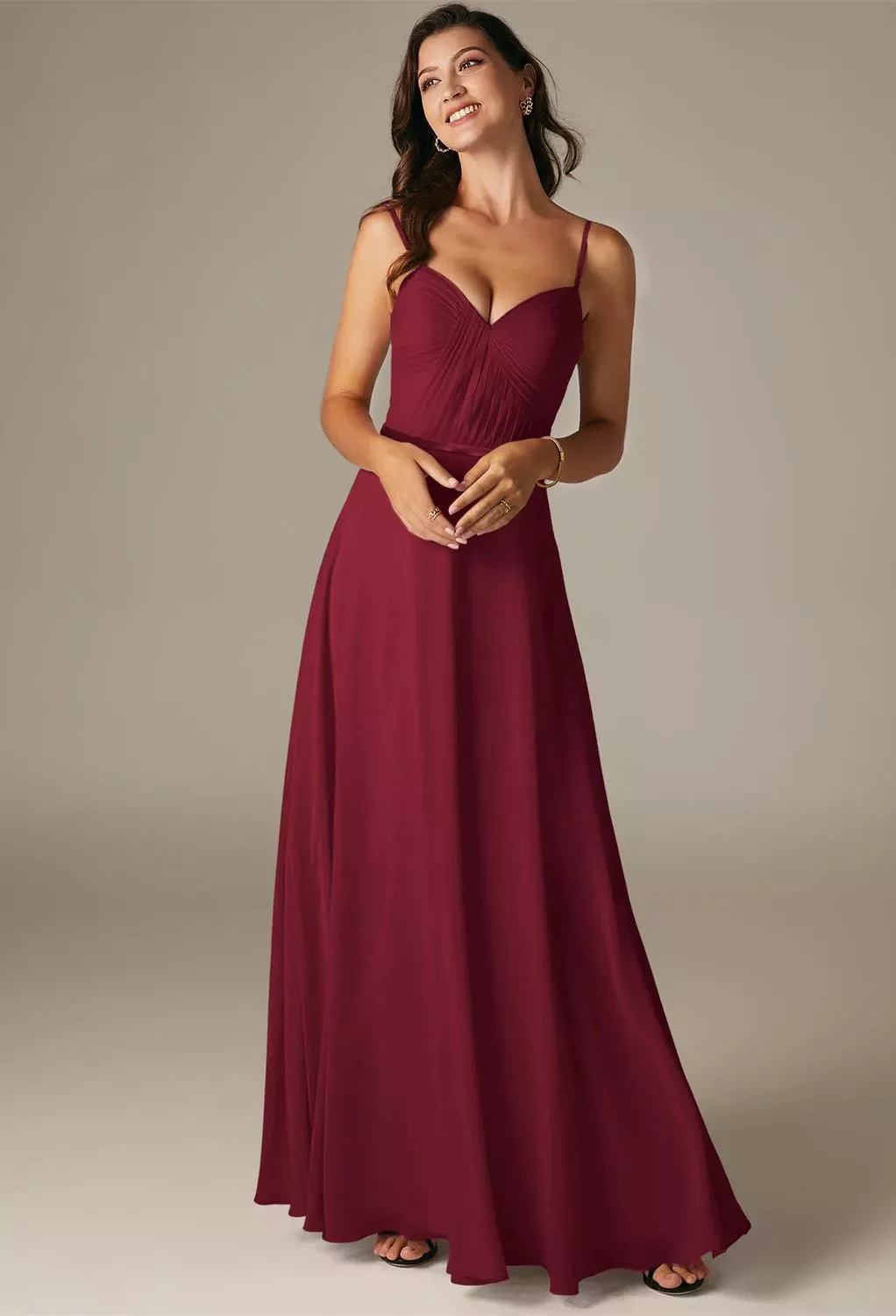 AW Georgia Dress, Burgundy Chiffon Floor Length Sweetheart Neckline  Bridesmaid Dresses | AW.Bridal Ireland