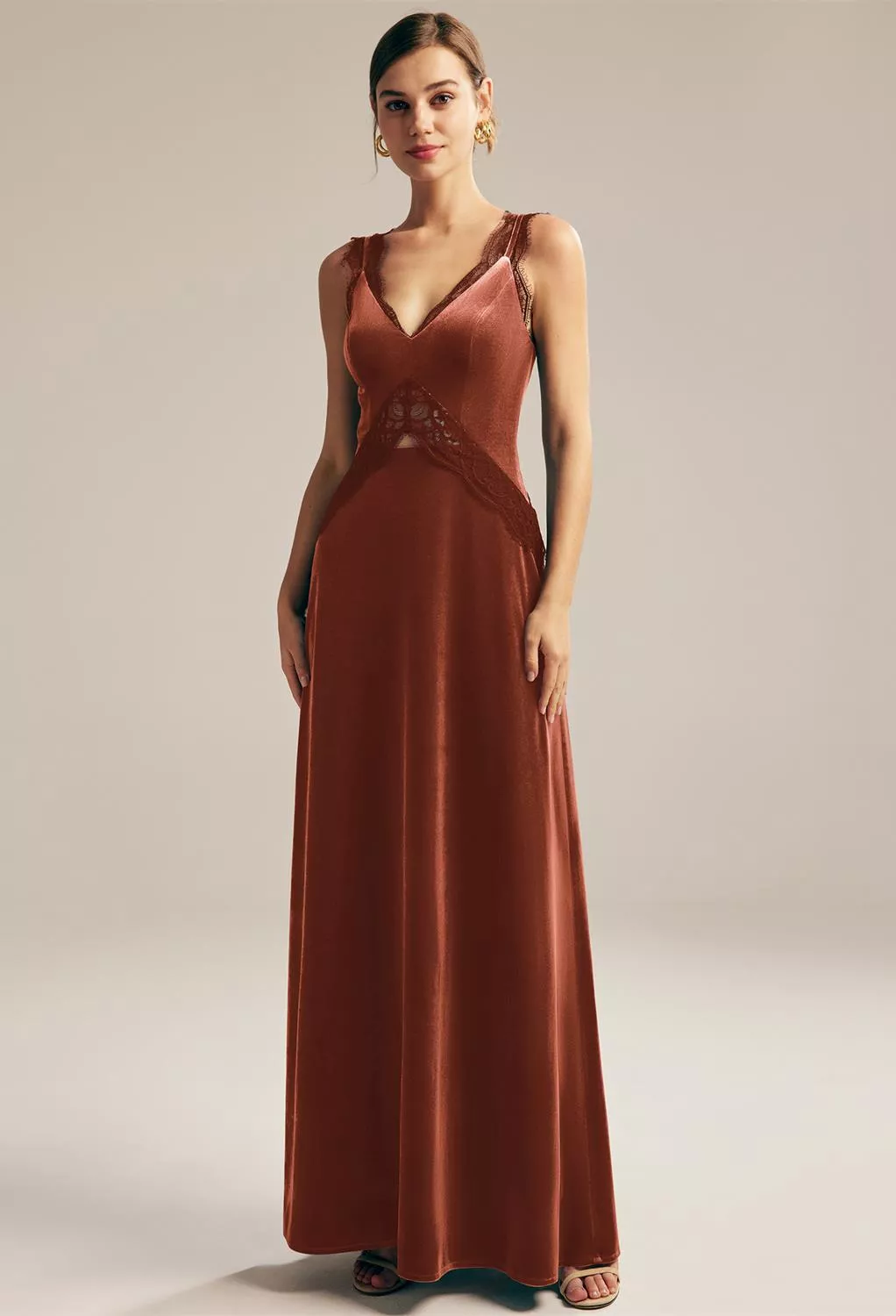 slim fit dress slacks One Shoulder Velvet Wedding Guest Dress with Slit, Dark_Olive_Green main image 0