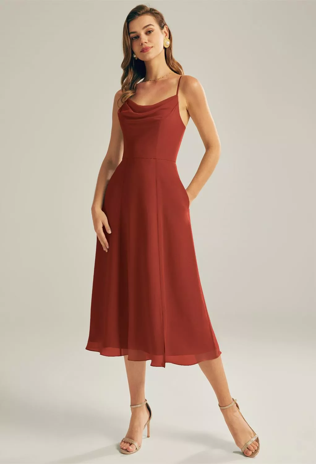 AW Maribel Rust  Spring Wedding Guest Dresses