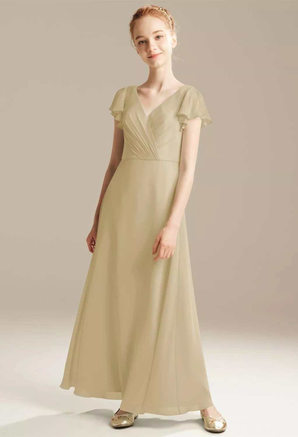 sachin and babi light blue dress Hot A-line Straps Ruffles Floor-Length Chiffon Corset Bridesmaid Dress main image 1