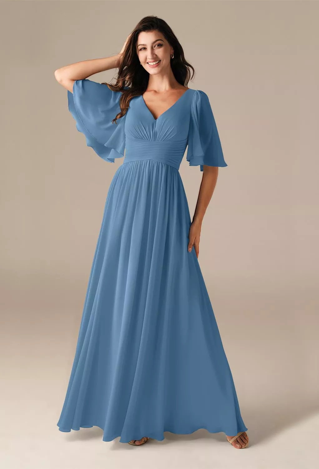AW Kenney Dusty Blue  Bridesmaid Dresses
