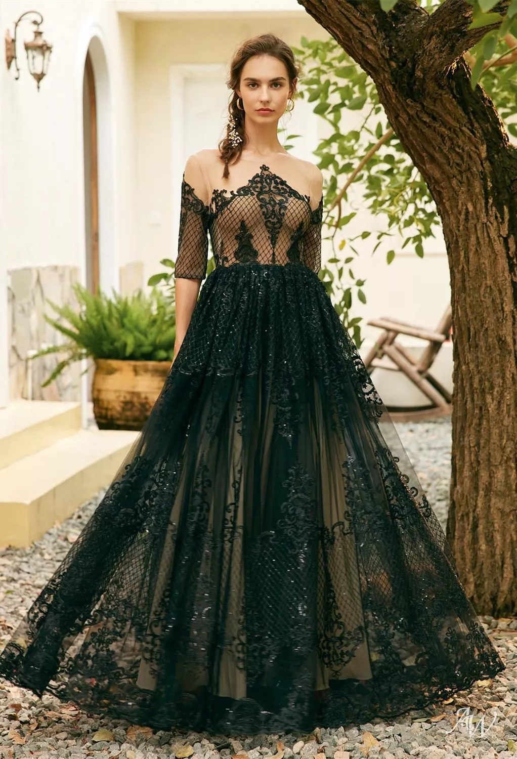 chinese dress ladies Mouccy Elegant Strapless Wedding Dresses Black Lace Prom Gowns with Cape A- line Sweet Sweet 16 Dress for Women 0 at Amazon Women's Clothing store main image 1