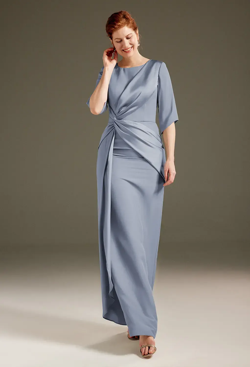 mother of the bride dusty blue dresses Long Cheap Plus Size Dusty Blue Bridesmaid Dresses|Sheergirl.com – SheerGirl main image 0