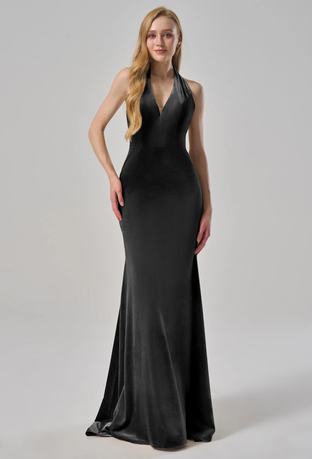 black bridesmaid dresses high neck Dark Green Velvet A-line Long Convertible Bridesmaid Dress  FancyVestido
