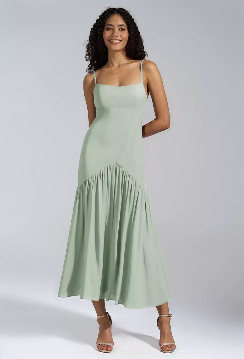 sage green bridesmaid dresses ireland Halter Neck Midi Bodycon Dress main image 0
