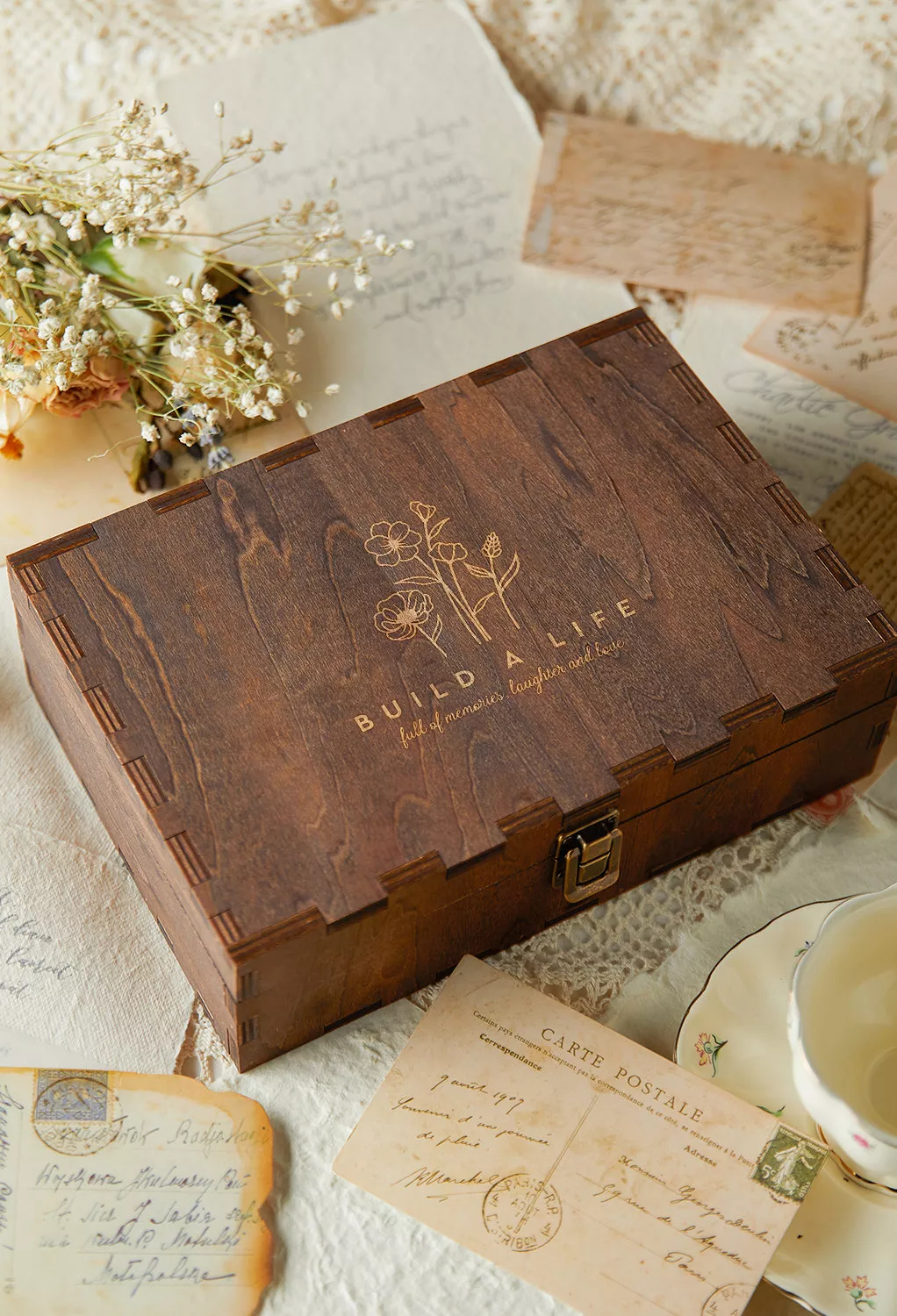 AW Rustic Wooden Keepsakes Box