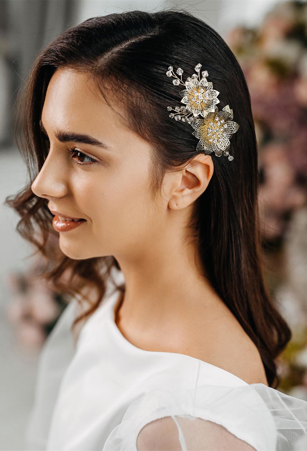 AW Gold Bride Bridesmaid Hair Accessories, Combs & Clips,  | AW Bridal